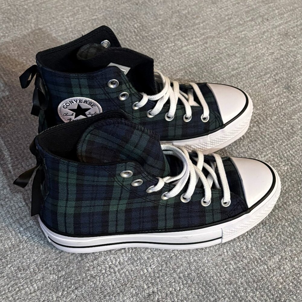 Converse Chuck Taylor All Star Lift Platform Plaid High-Top Sneakers (US 7)